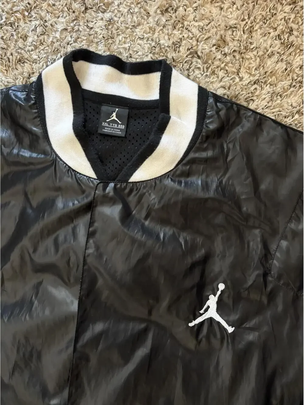 Nike Air Jordan Varsity Shell Snap Black Jacket 612948-010 Rare Men's Size 2XL
